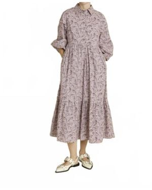 AUREUM Presley Pintuck Midi Shirt Dress - Blue