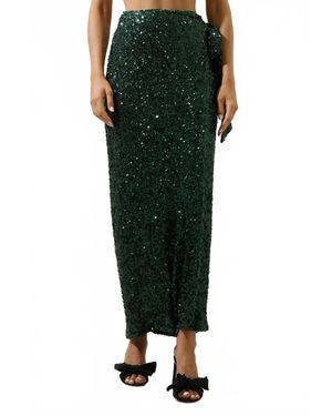 Sugarlips Korina Sequin Wrap Maxi Skirt - Green
