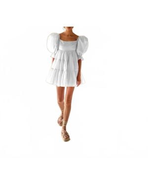Erika Peña Aja Ruffle Detail Mini Dress - White