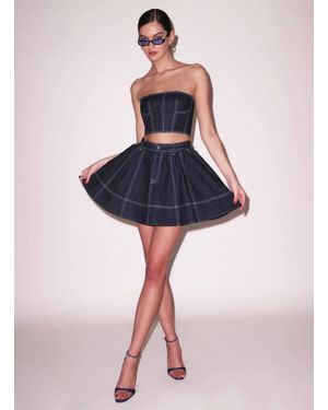 Fleur du Mal Denim Flare Skirt - Blue