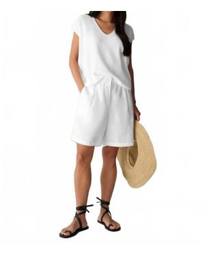 Eileen Fisher Fly Front Organic Linen Shorts - White