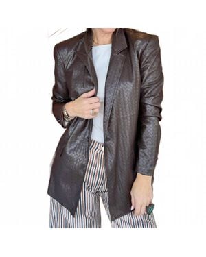 Fate Criss Cross Faux Leather Blazer - Black