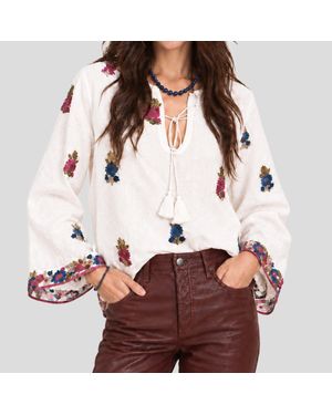 Calypso St. Barth Calypso St. Barth Seena Linen Hand Embroidered Top