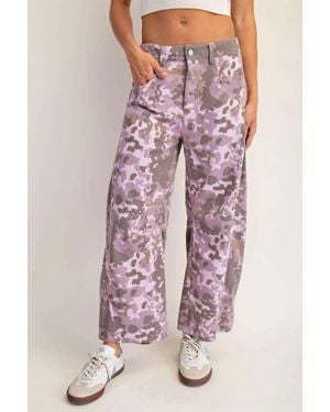 Eesome Camo Barrel Jeans - Pink
