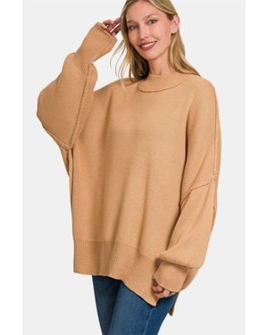 TRUEDAMES Side Sit Oversize Sweater - Orange