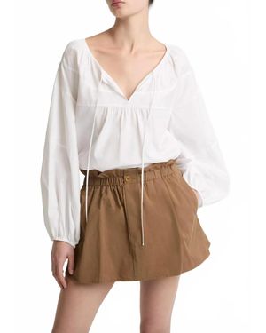 Vince Shirred Long Sleeve Top - White