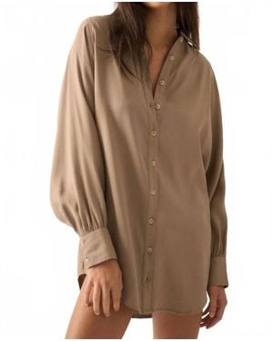 Promesa Button-Front Shirt Mini Dress - Brown