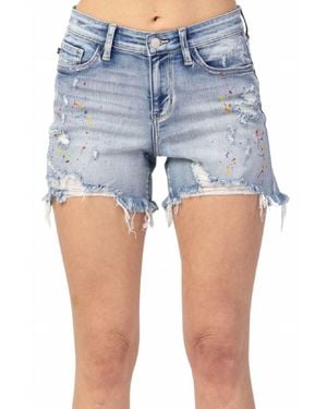 Judy Blue Color Splash Shorts - Blue