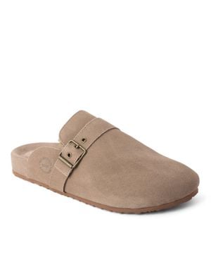 Dearfoams Finn Genuine Suede Scuff Slippers - Gray