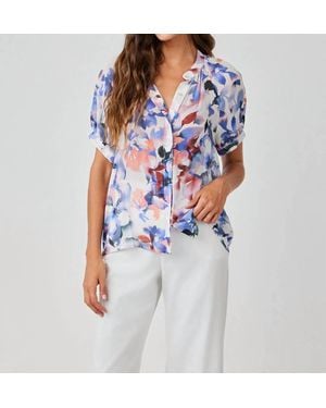 Bella Dahl Shirred Raglan Shirt - Blue