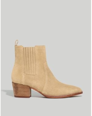 Madewell The Western Ng670 Boots Walnut Shell Suede Ankle Htat521 - Natural
