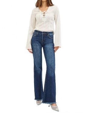 Risen Tummy Control Mid Rise Flare Jeans - Blue