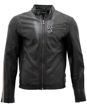 Infinity Leather Racer Nappa Biker Jacket - Gray
