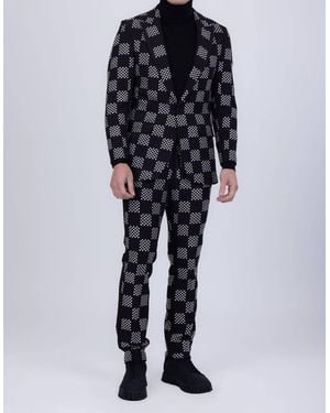 Barabas Munich Checkered Suit - Black