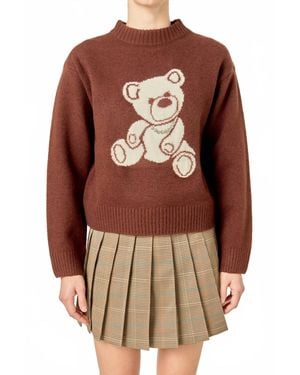 English Factory Olivia Teddy Bear Knit Sweater - Brown