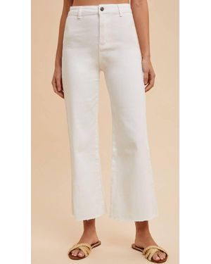 Anniewear High Rise Wide Leg Cropped Denim Jean - Natural