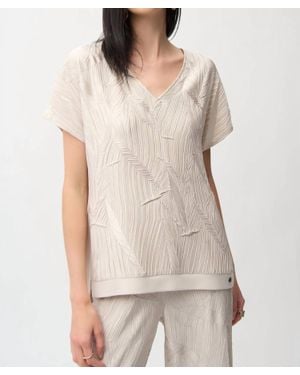 Joseph Ribkoff Pleated Boxy Top - Natural