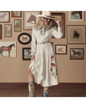 The Great Western Embroidered Highland Skirt - Natural