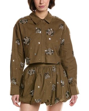 Endless Rose Sequins & Beaded Cropped Shirt - Brown