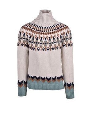 Dondup Wool-Blend Yoke Turtleneck Sweater - Natural