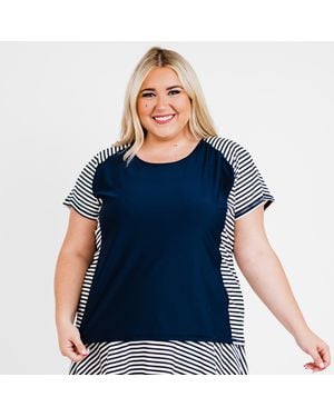 Calypsa Plus Loose Fit Short Sleeve Adele Swim Top - Blue