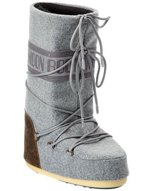 Moon Boot Nubuck Felt Boot - Gray