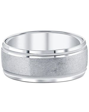 Pompeii3 Brushed Polished Mens Wedding Ring - Metallic