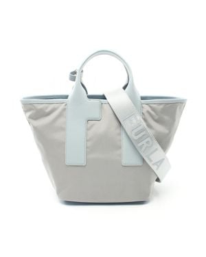 Furla Piuma M Leather Nylon Handbag - Metallic