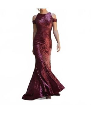 Paparazzi by Mori Lee All Over Sequin Party Dress - Red