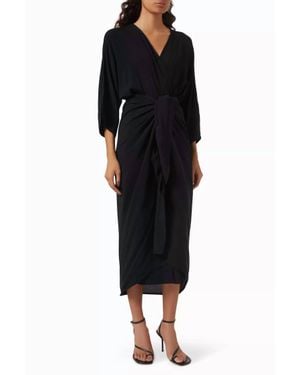 Haight Viscose V-Neck Knot Dress - Black