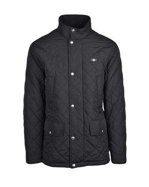 GANT Quilted Windcheater Mid Coat With High Collar And Flap Pockets - Black