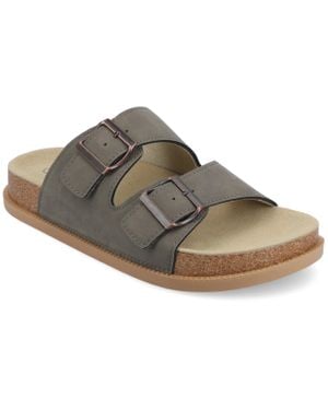 Journee Collection Tula Adjustable Comfort Slide Sandal - Gray