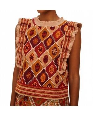 FARM Rio Ruffles Crochet Vest - Orange