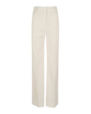 Victoria Beckham Refined Wool Blend Tailored Pants - White
