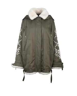 Ermanno Scervino Canvas Parka Wool Embroidery - Green