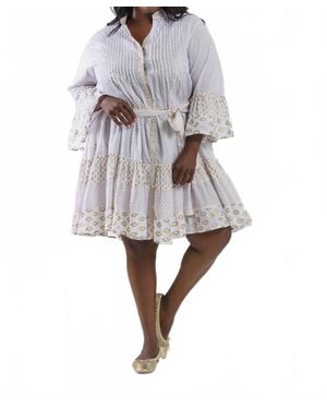 PEP'S CANNES Short Net Print Mini Dress - White