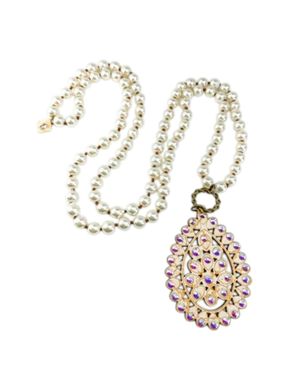 Pink Panache Santa Fe Teardrop Pearl Necklace - White