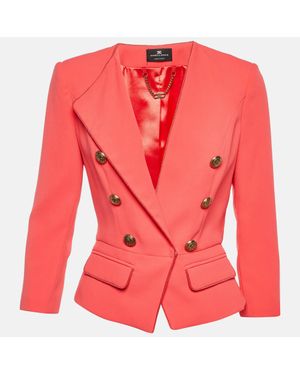 Elisabetta Franchi Coral Crepe Peplum Short Jacket - Pink