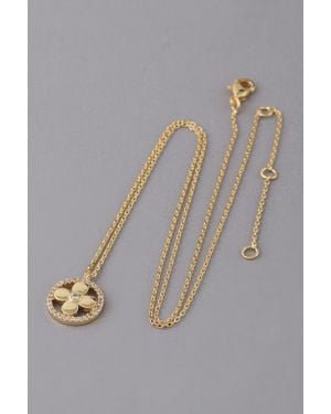 Fashnzfab Jewel Lined Clover Pendant Necklace - Gray