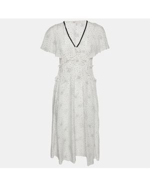 Maje Star Print Synthetic Racky Ruffled Midi Dress - White