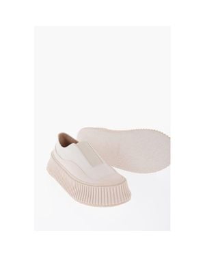 Jil Sander Leather Slip-On Sneakers With Platform Sole - Gray