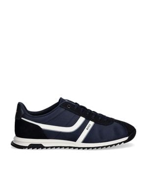 BOSS Accent Suede-Blend Sneakers - Blue