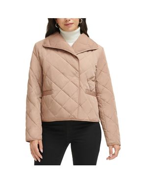 Calvin Klein Quilted Collared Wrap Coat - Natural