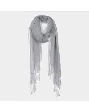 TRUEDAMES Solid Fringe Oblong Scarf - Gray