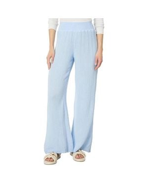 Michael Stars Susie Pants Water Smocked Mid-Rise Wide-Leg Gbo1242 - Blue