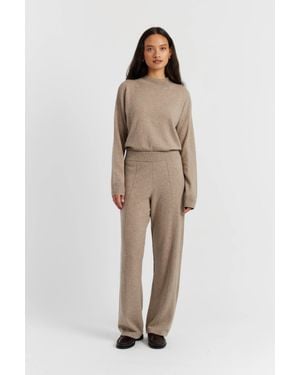 Chinti & Parker Warm-Oatmeal Wool-Cashmere Wide-Leg Track Pants - Natural
