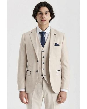 Paul Andrew Regent Blazer Checked Classic Plaid Tailored Fit Jacket - Natural