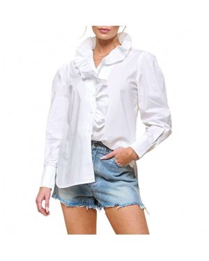 Cezele Ruffle Long Sleeve Top - White