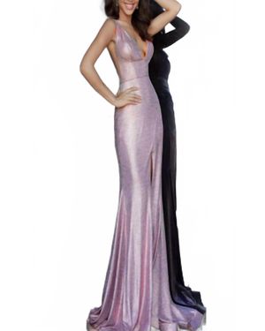Jovani Shimmer Metallic Gown - Purple