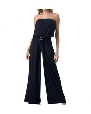 Ariella Wide Leg Jumpsuit With Ring Belt - Blue
